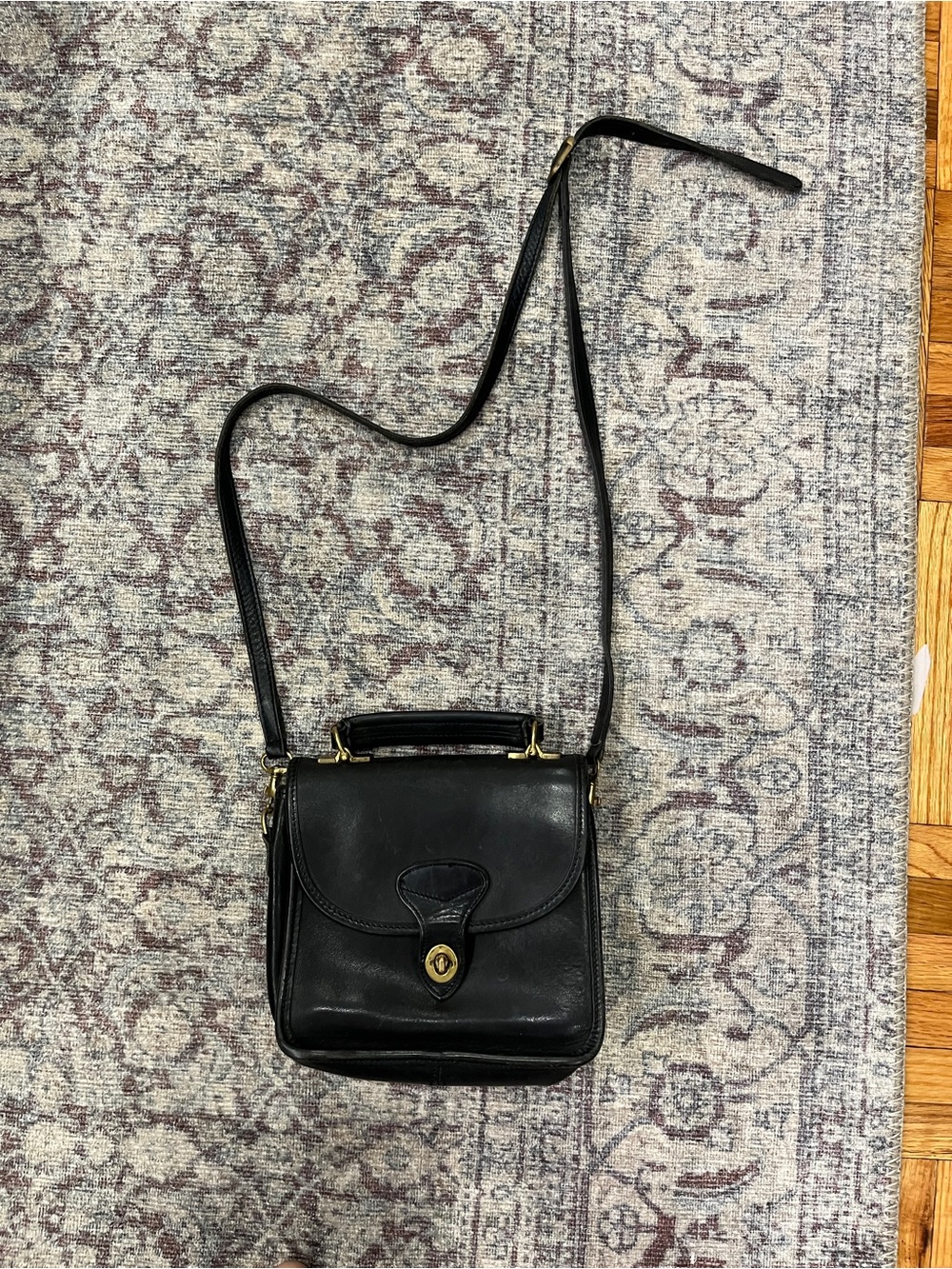Classic Black Leather Crossbody Bag with Top Handle
